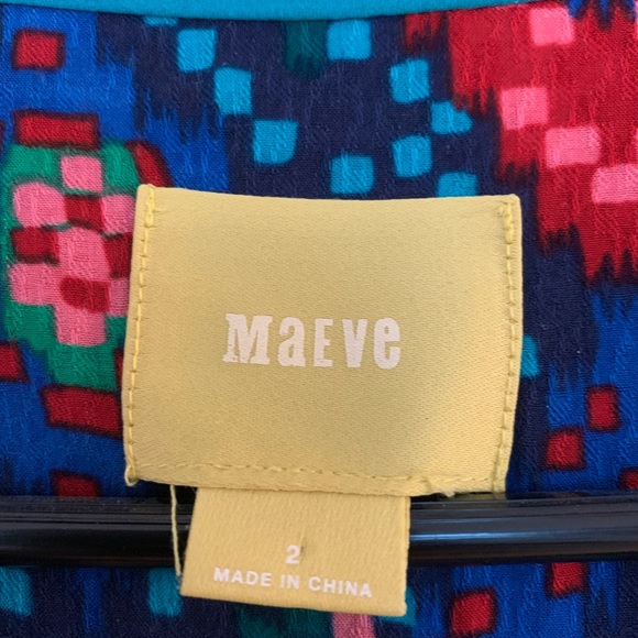 Maeve Anthropologie Topoxte Drop Waist Ikat Blouse -size 2 - Picture 3 of 4